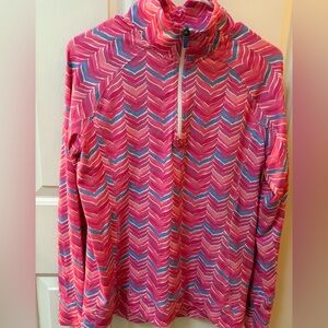Vineyard Vines Pink and Sky Chevron 1/4 Zip